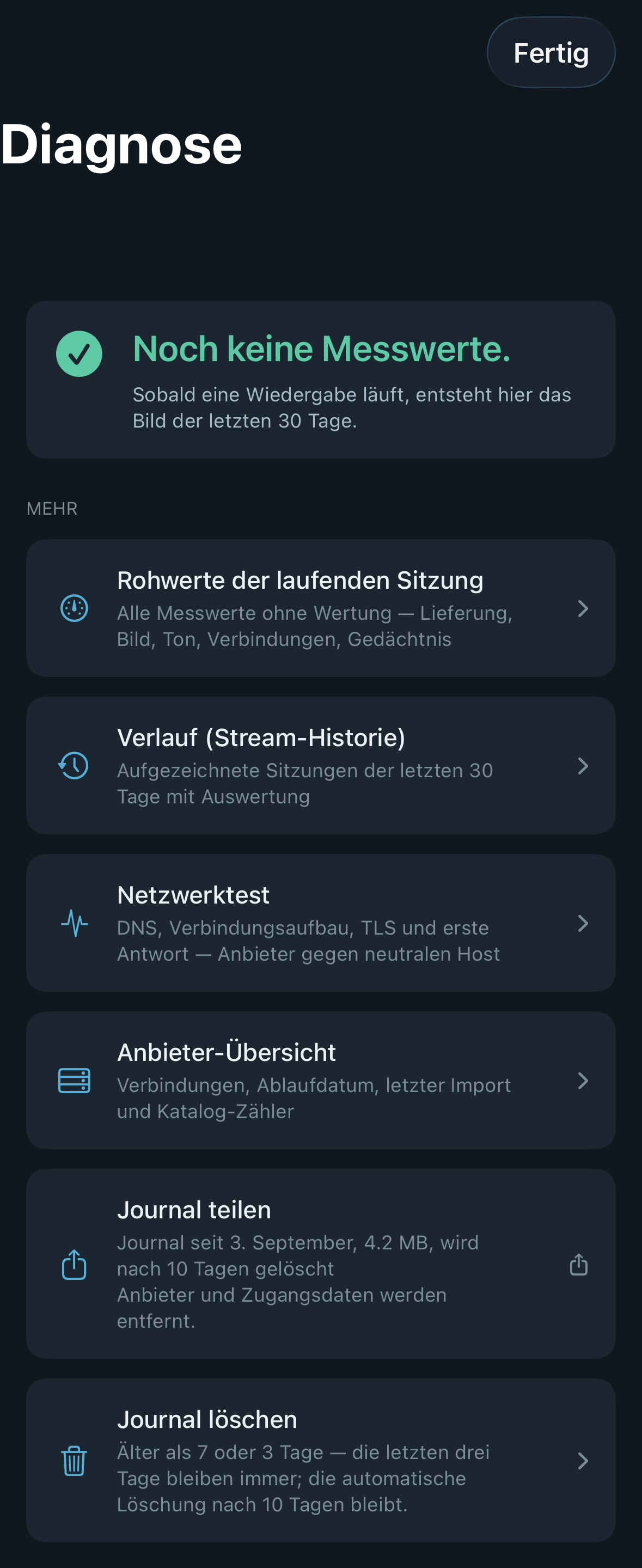 Diagnostics & status (iPhone)