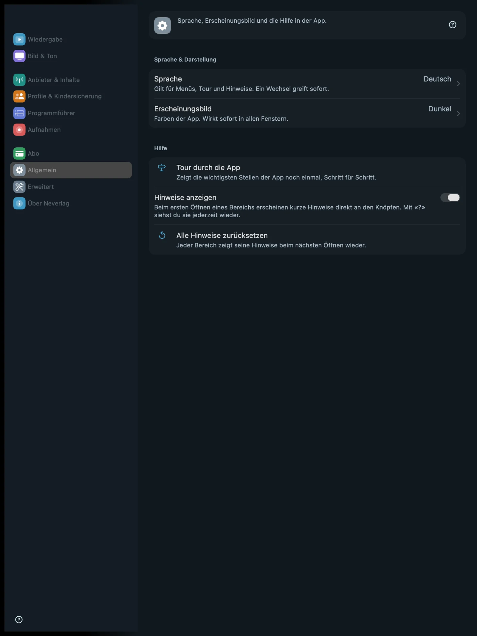 Screenshot einstellungen allgemein mac