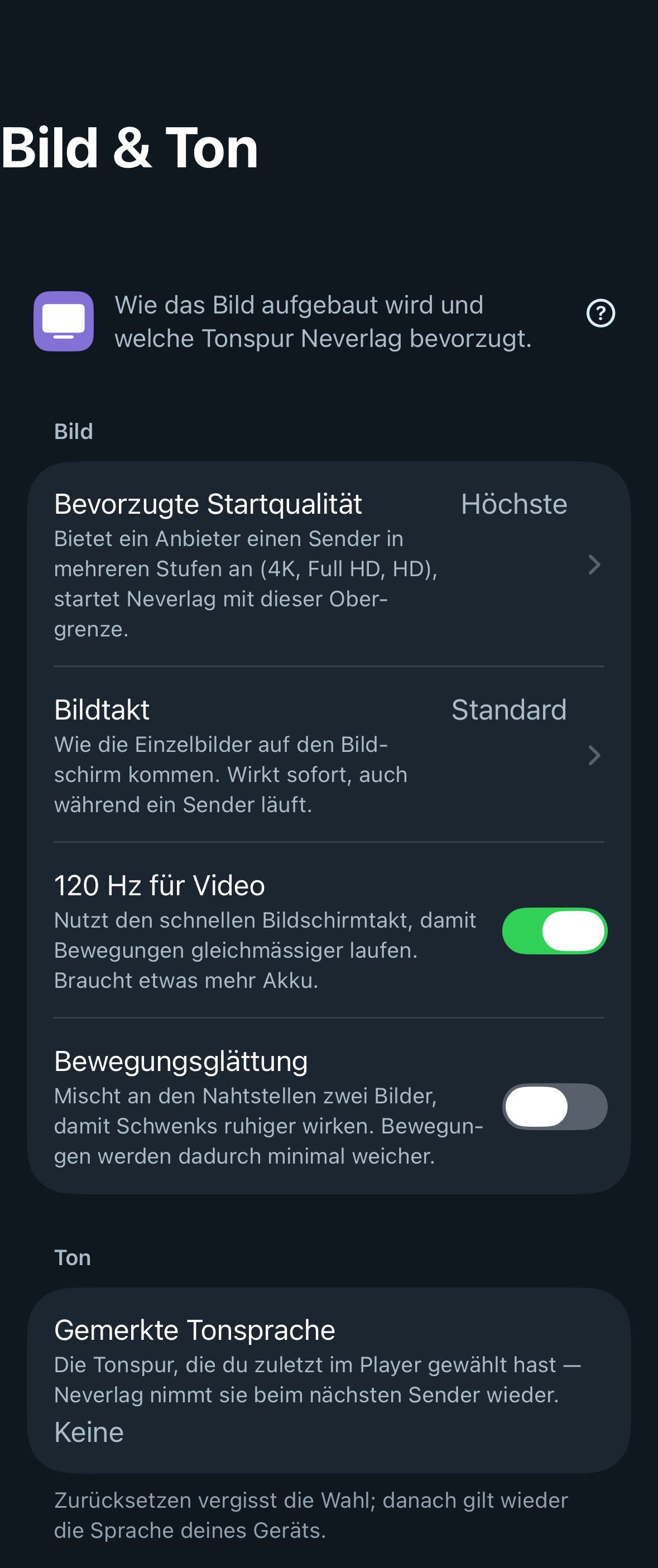 Screenshot einstellungen bild und ton iphone