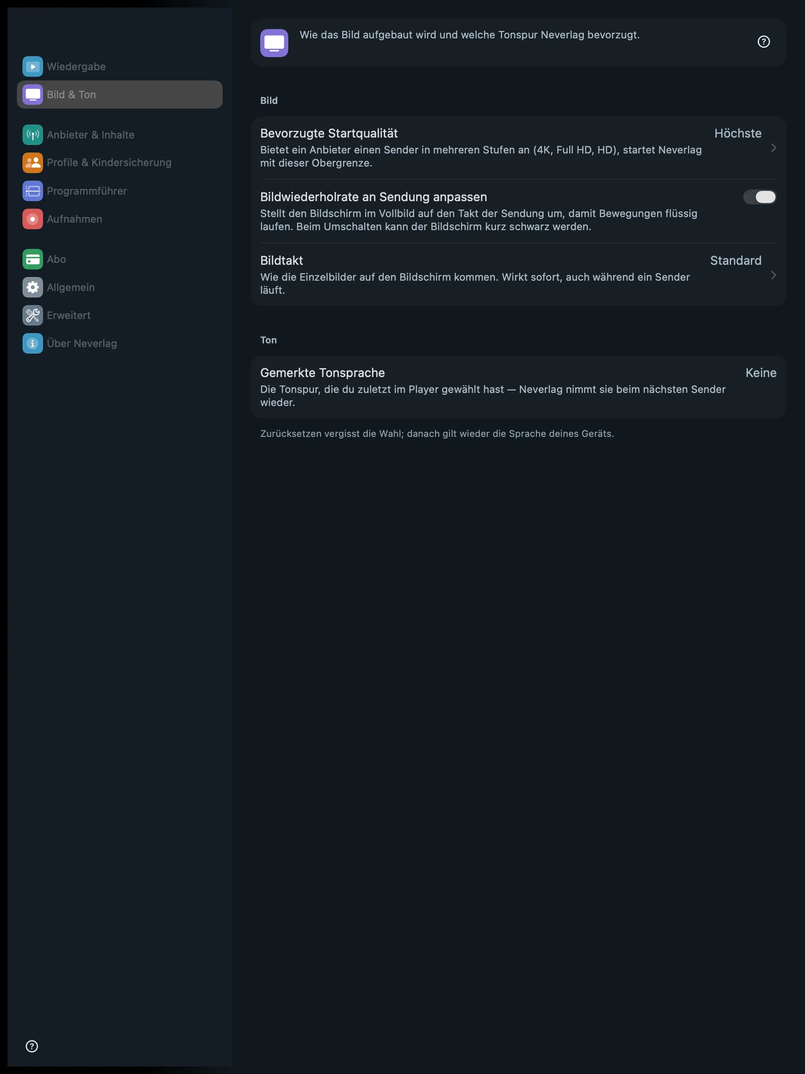 Screenshot einstellungen bild und ton mac