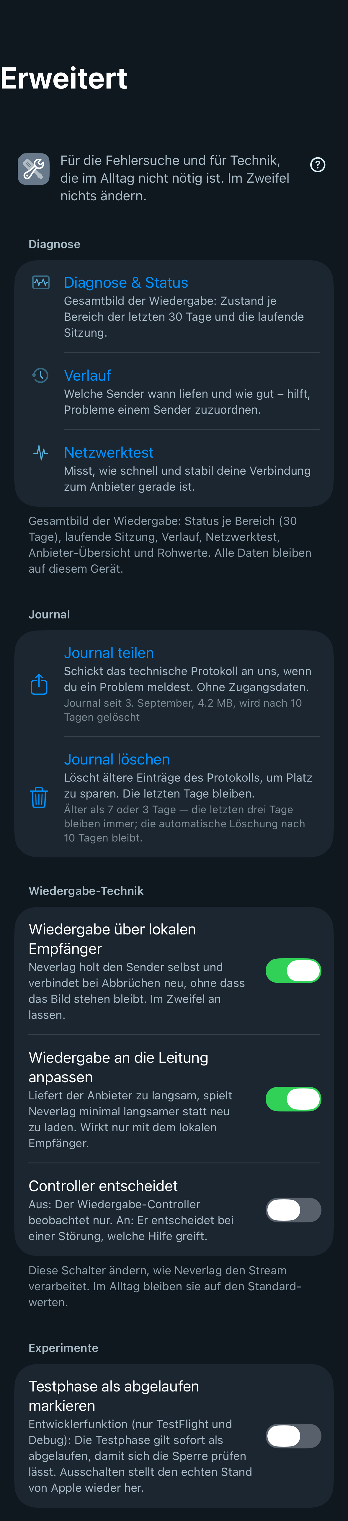 Screenshot einstellungen erweitert iphone