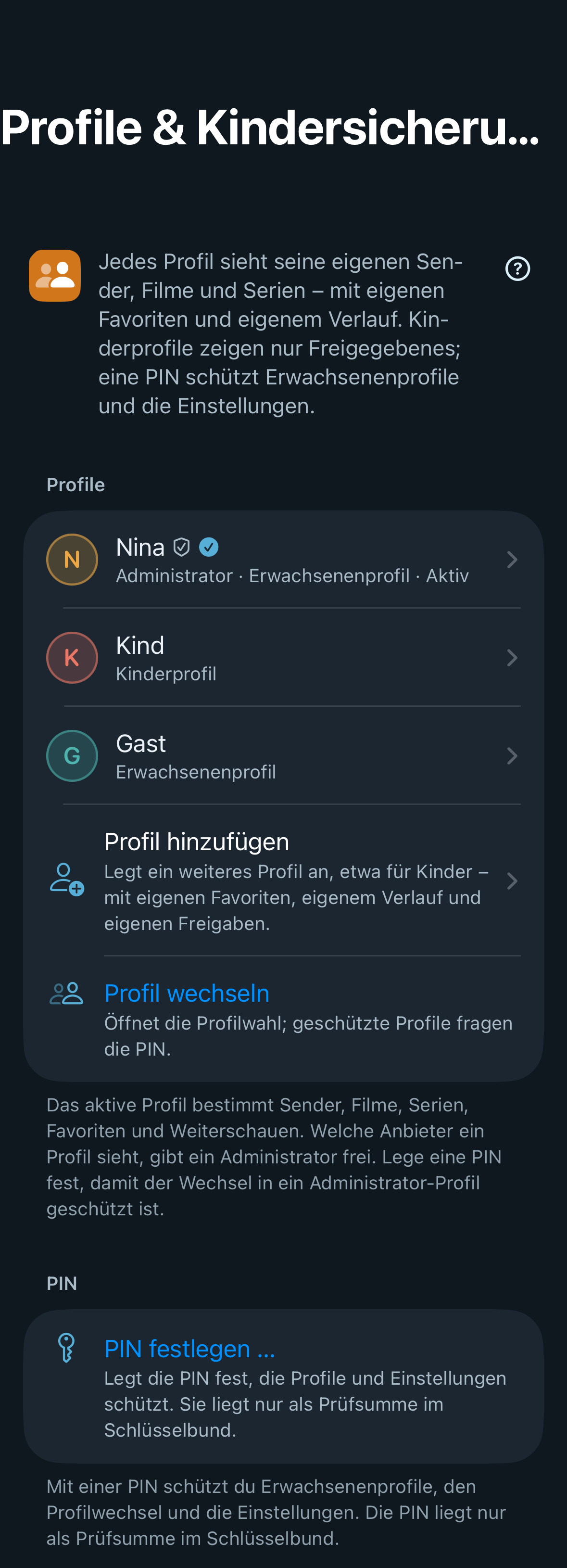 Screenshot einstellungen profile iphone