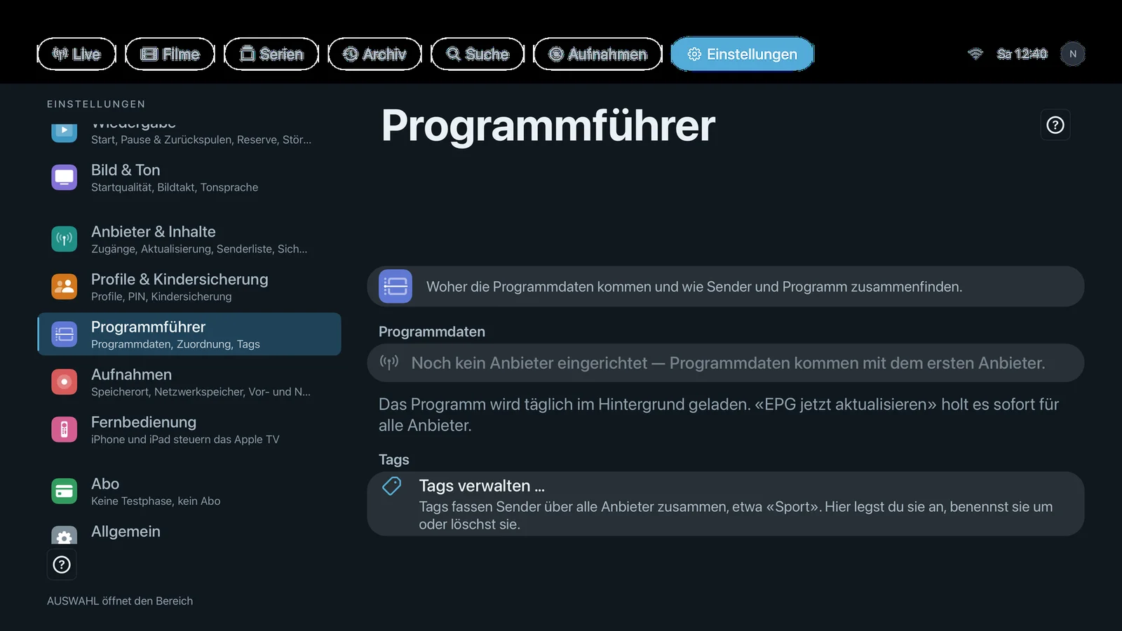 Screenshot einstellungen programmfuehrer appletv