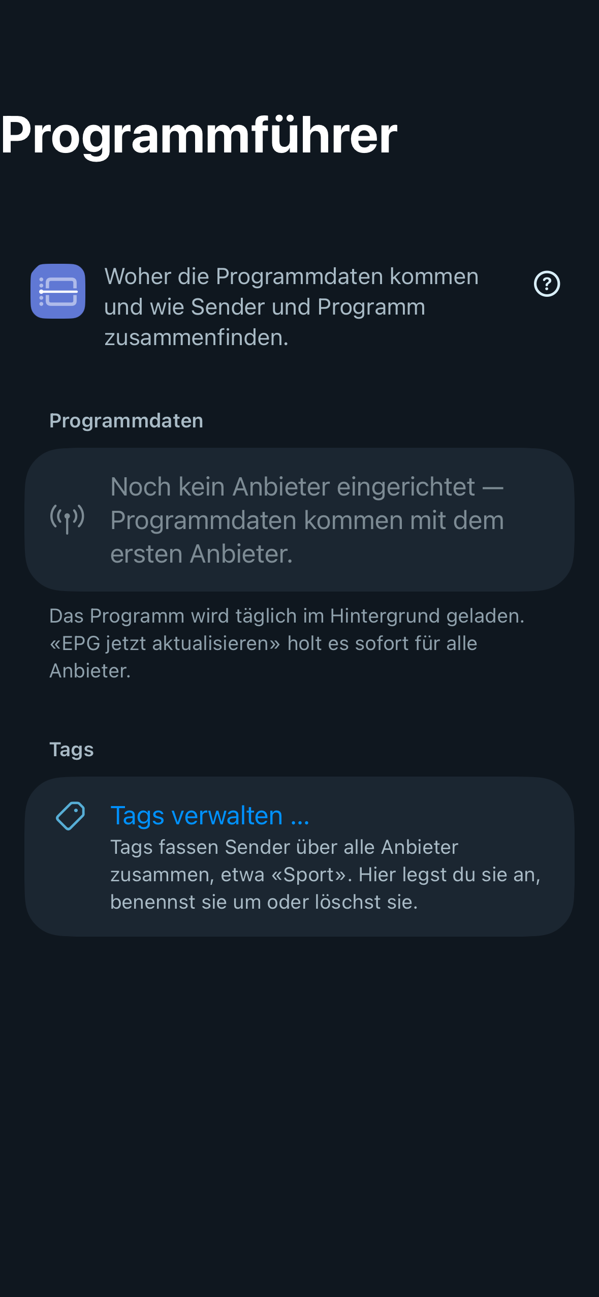 Screenshot einstellungen programmfuehrer iphone