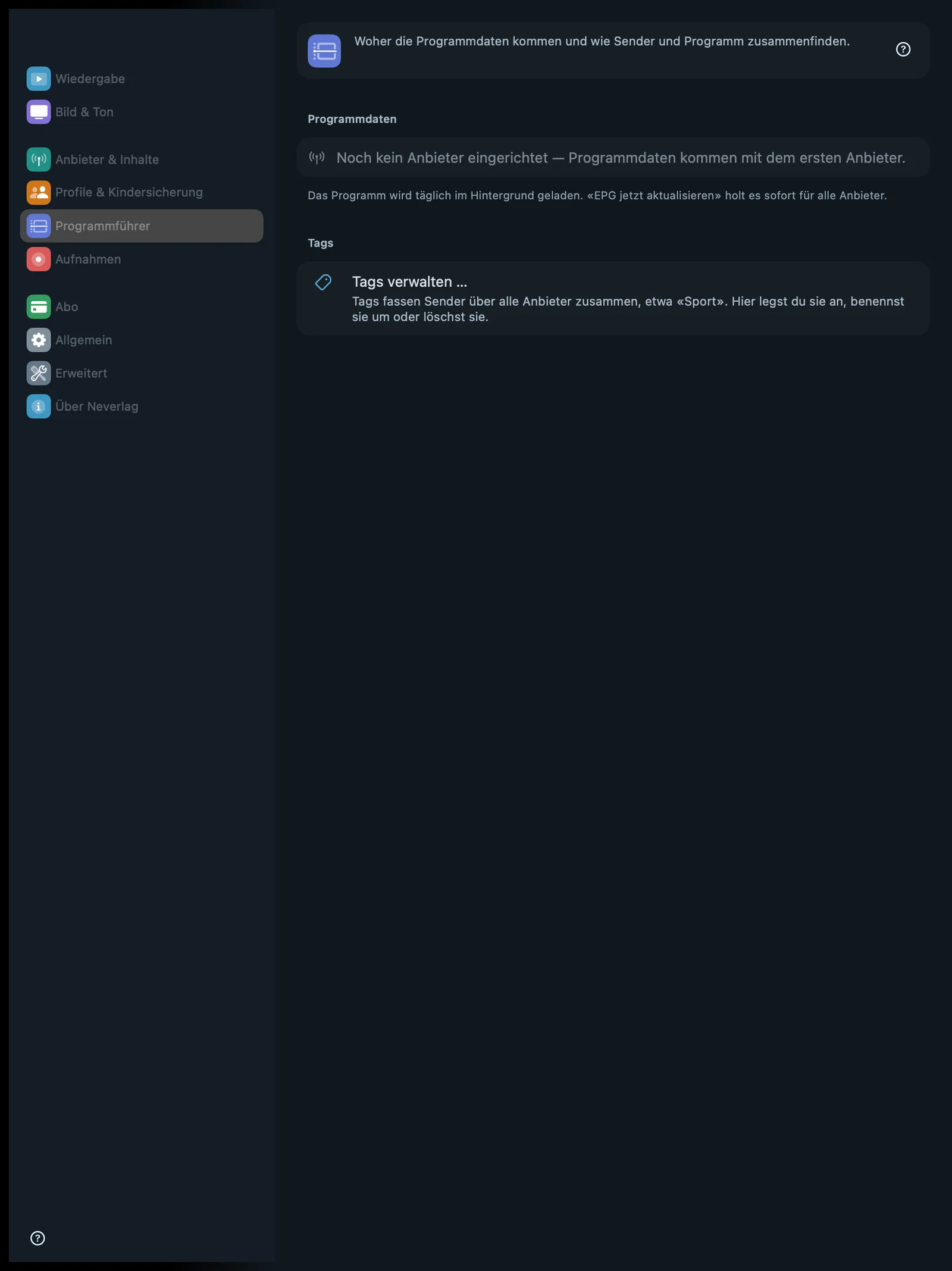 Screenshot einstellungen programmfuehrer mac