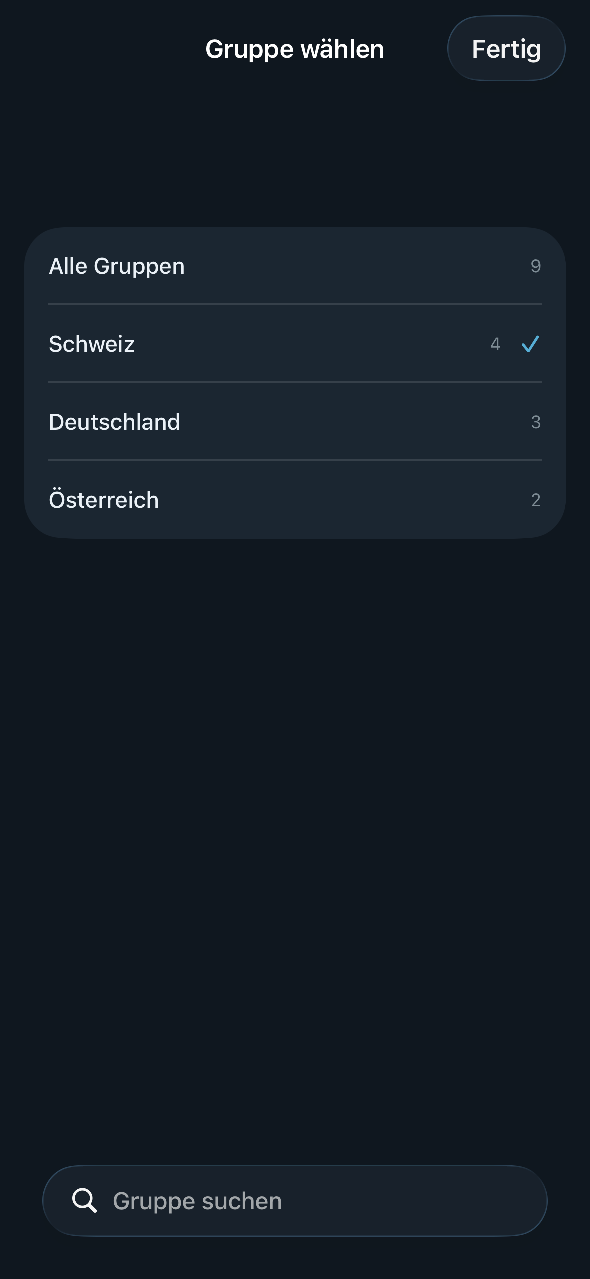 Screenshot fernbedienung gruppe waehlen iphone