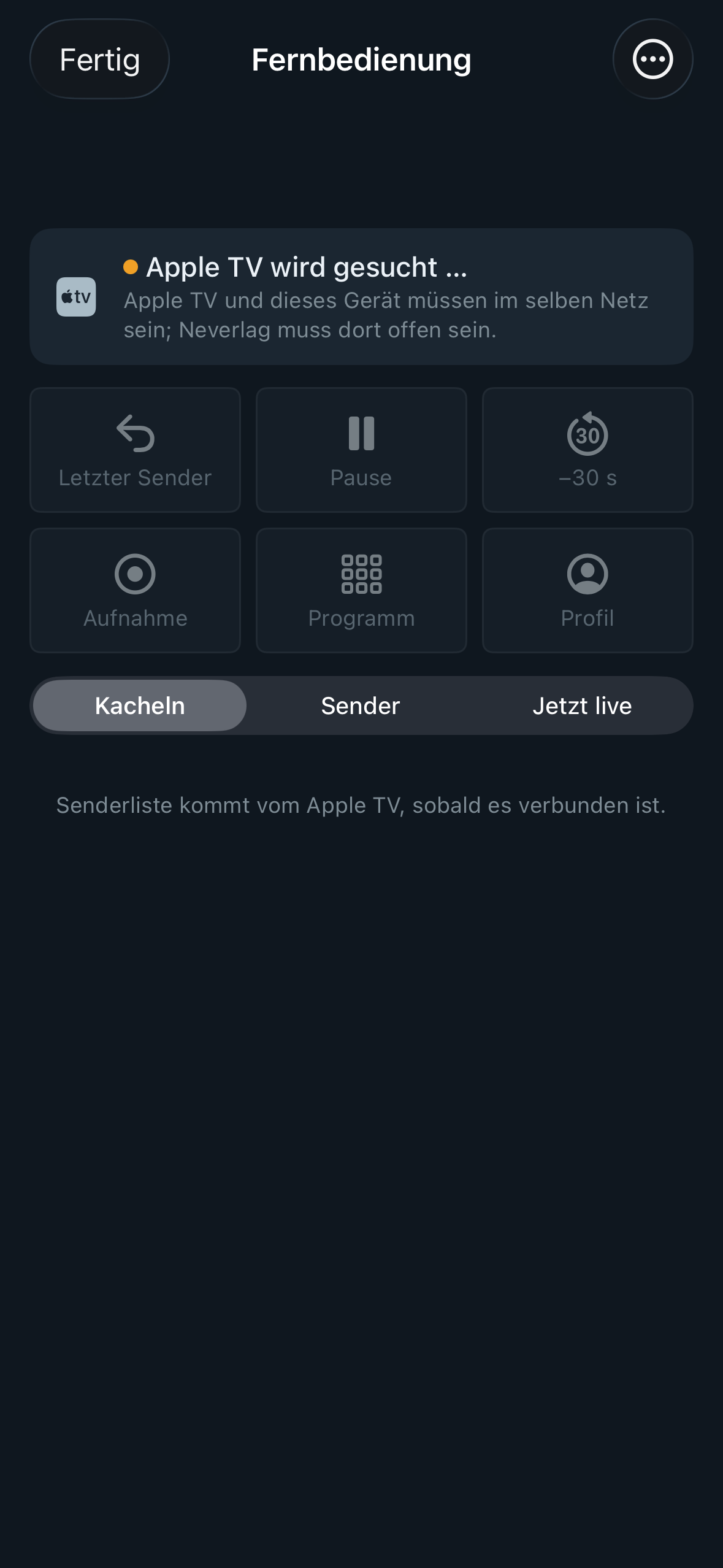Screenshot fernbedienung suche iphone