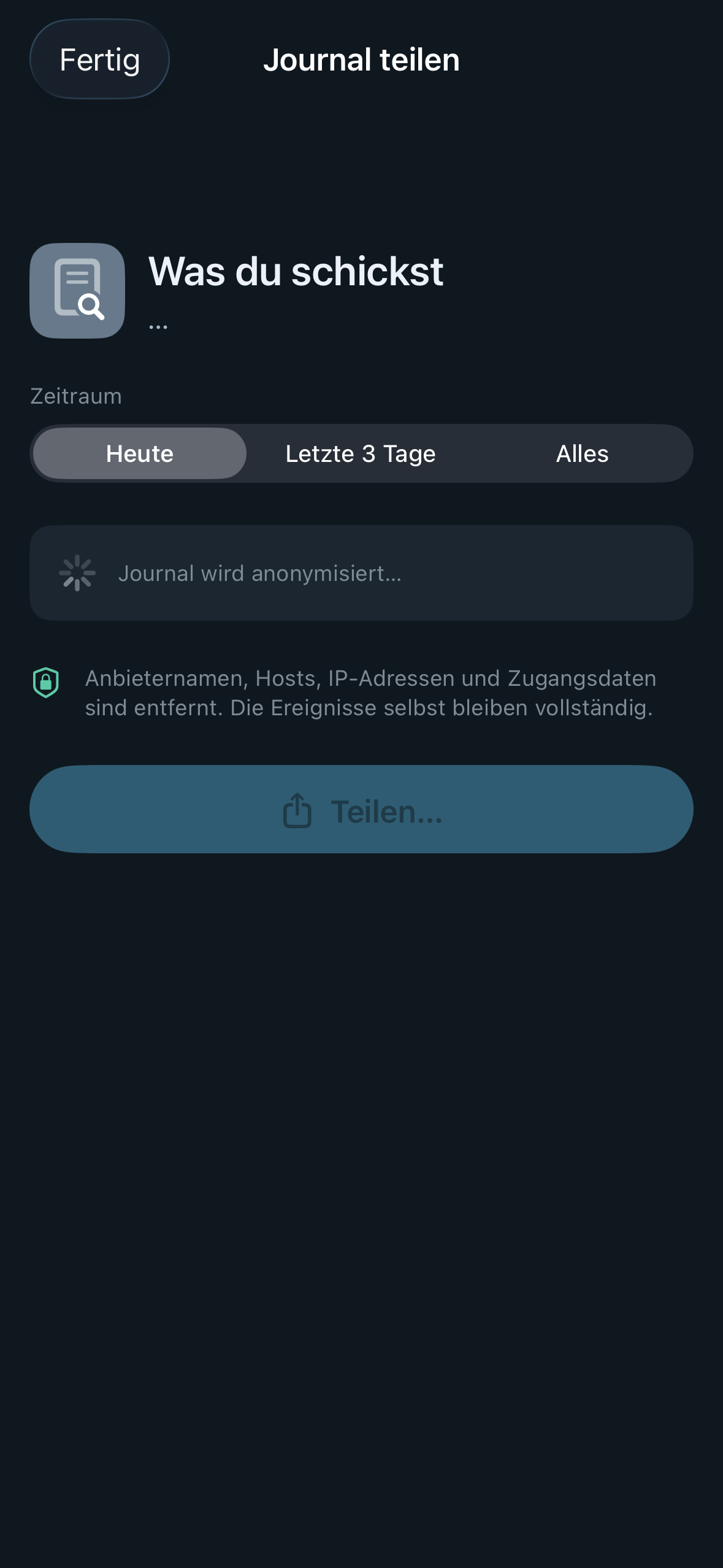 Share journal (iPhone)