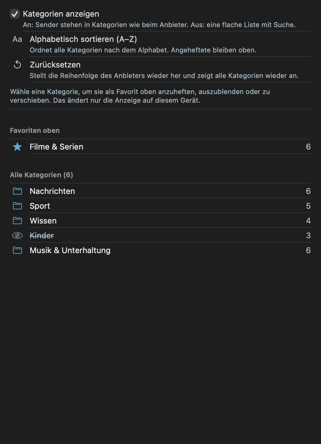 Kategorien verwalten (Mac)