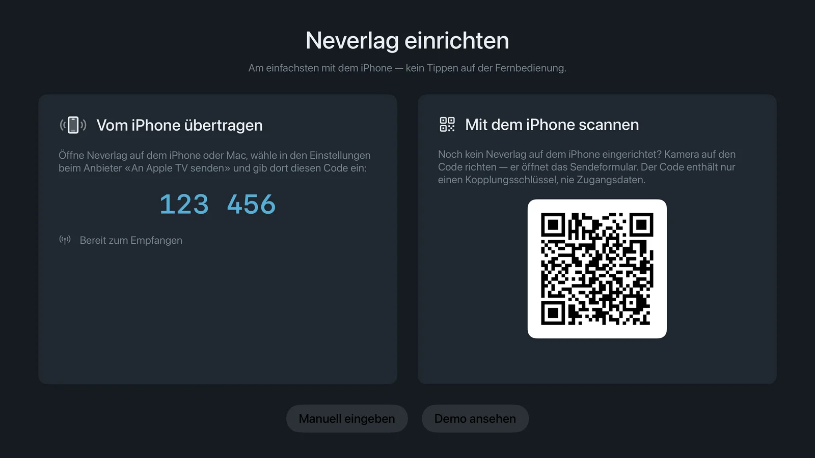 Einrichtung auf dem Apple TV