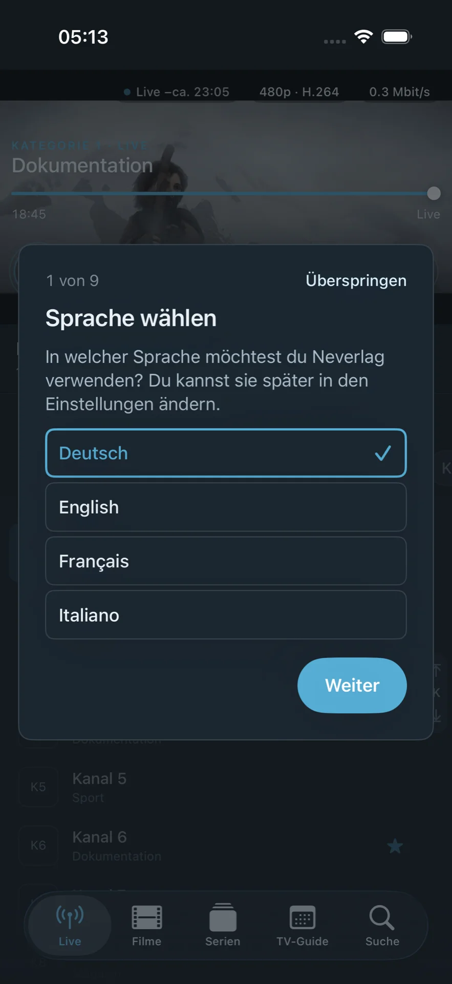 Starttour: Sprache wählen (iPhone)